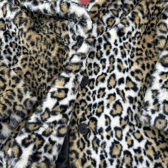 Guess Delvey Faux Fur 3 Button up Jacket NWT Ladies SZ L Animal Cheetah Print - Picture 3 of 8